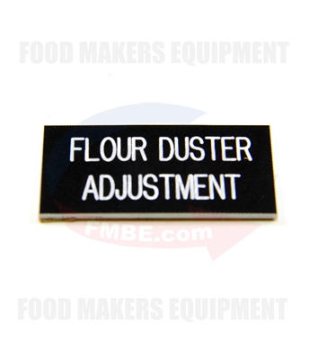 Label name plate: " Flour Duster Adjustment"