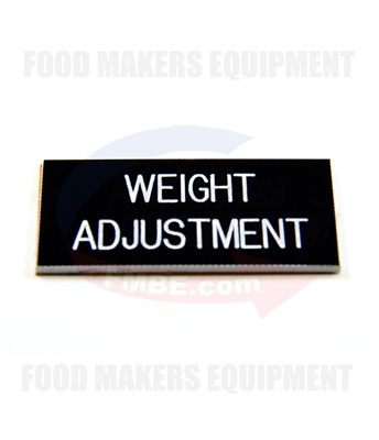 Label name plate " Weight Adjustment"