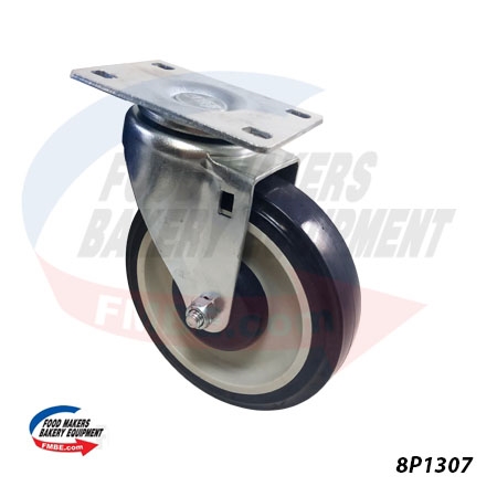 Small Plate, Medium Duty Caster 5" x 1.25" Wheel