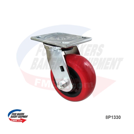 Heavy Duty Red Swivel Caster. 5" x 2". 800 lbs Load capacity.